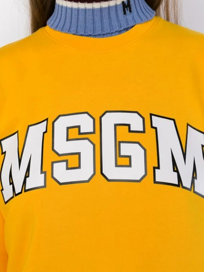 Shop Msgm Logo Printed Sweatshirt - Yellow