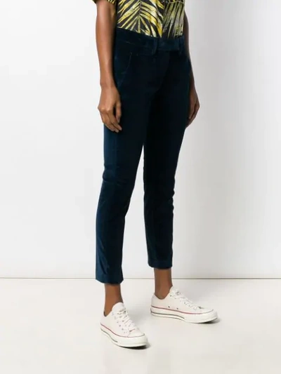 Shop Dondup Velvet Cropped Trousers In Blue