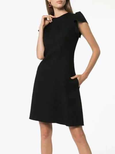 Shop Giambattista Valli Gathered-sleeve Flared Dress In Black