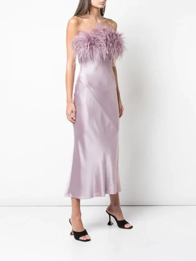 Cinq À Sept Cerise Sleeveless Slip Dress With Feathers In Purple | ModeSens