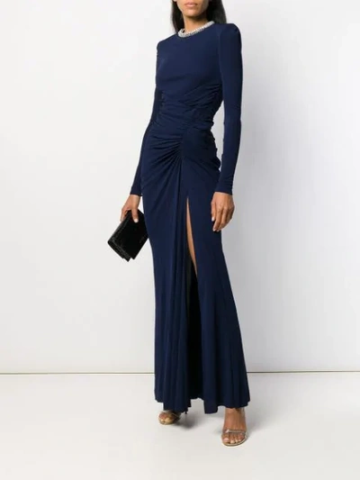 Shop Alexander Mcqueen Crystal Rope Evening Dress In Blue