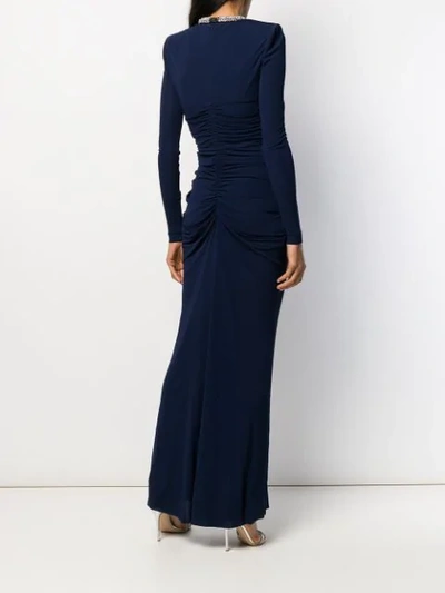 Shop Alexander Mcqueen Crystal Rope Evening Dress In Blue