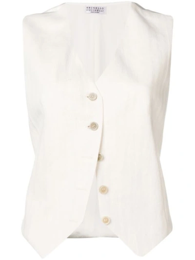 Shop Brunello Cucinelli Single Breasted Waistcoat In Neutrals