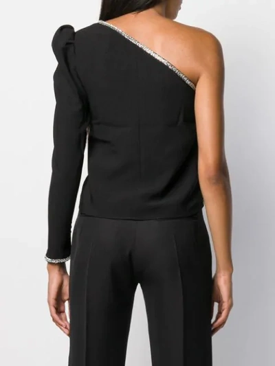 Shop Self-portrait Embellished One-sleeve Top In Black