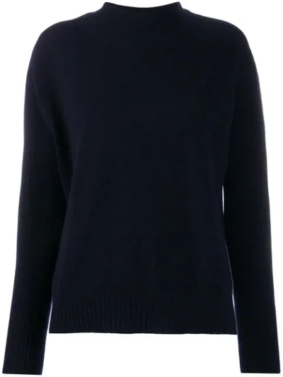 Shop Twinset Ribbed Collar Polo Neck In Blue