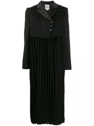 Shop Comme Des Garçons Pleated Double-breasted Coat In Black