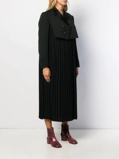 Shop Comme Des Garçons Pleated Double-breasted Coat In Black