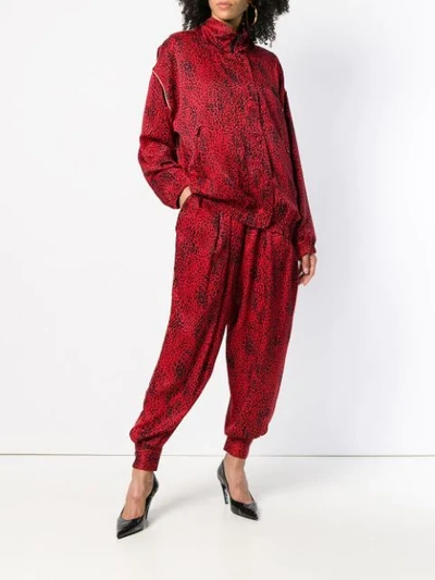 Shop Alessandra Rich Leopard Print Sports Jacket - Red