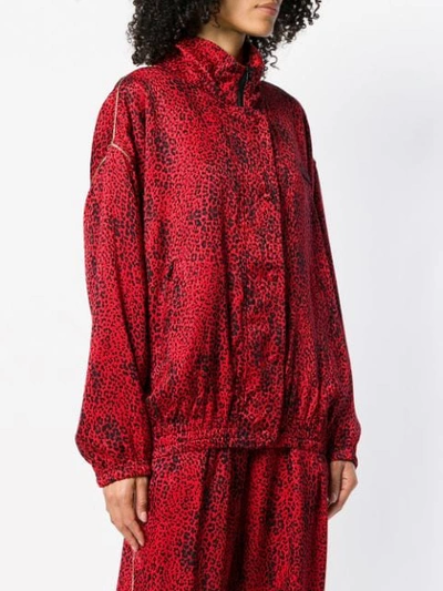 Shop Alessandra Rich Leopard Print Sports Jacket - Red