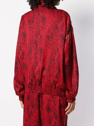 Shop Alessandra Rich Leopard Print Sports Jacket - Red