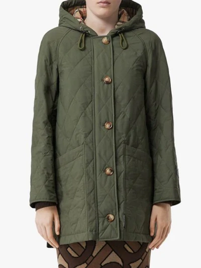 Shop Burberry Quilted Thermoregulated Coat In Green