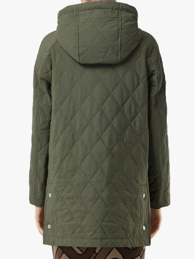 Shop Burberry Quilted Thermoregulated Coat In Green