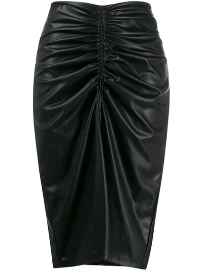 Shop 8pm Ruched Midi Skirt In Black