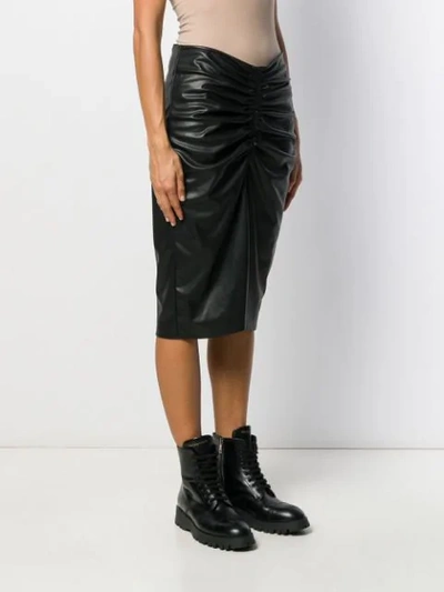 Shop 8pm Ruched Midi Skirt In Black