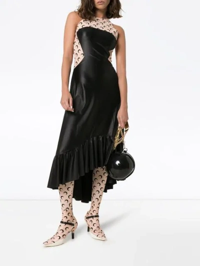 Shop Marine Serre Moon-print Panelled Open-back Dress In Black