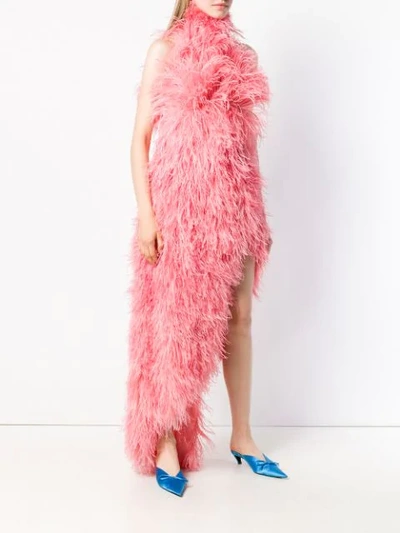 Shop Attico Side Slit Feather Dress - Pink