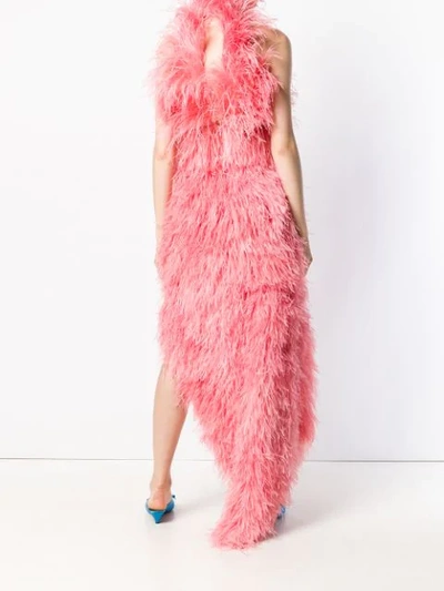 Shop Attico Side Slit Feather Dress - Pink