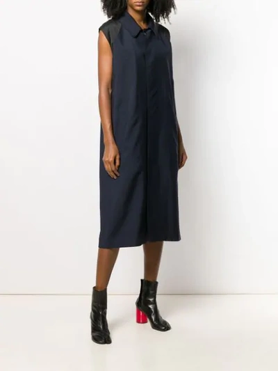 Shop Maison Margiela Spliced Shirt Midi Dress In 961 Blu / Black