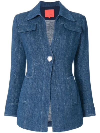 Shop Manning Cartell Lurex Denim Jacket In Blue