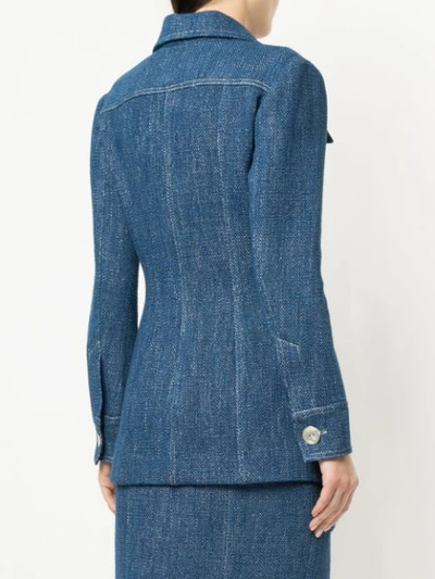 Shop Manning Cartell Lurex Denim Jacket In Blue