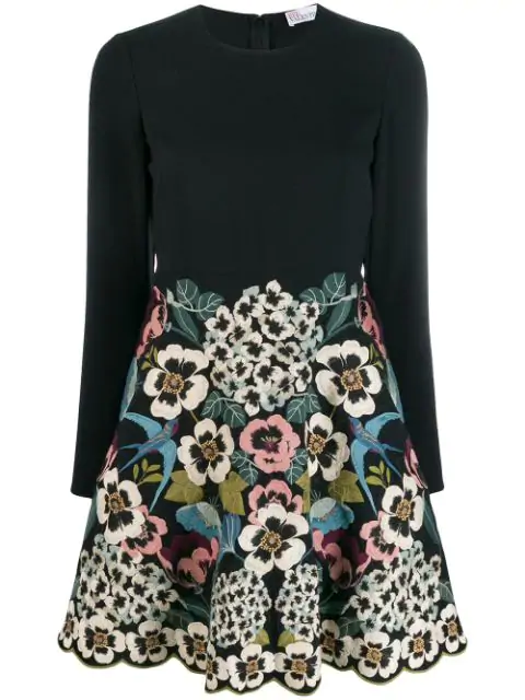 red valentino embroidered dress