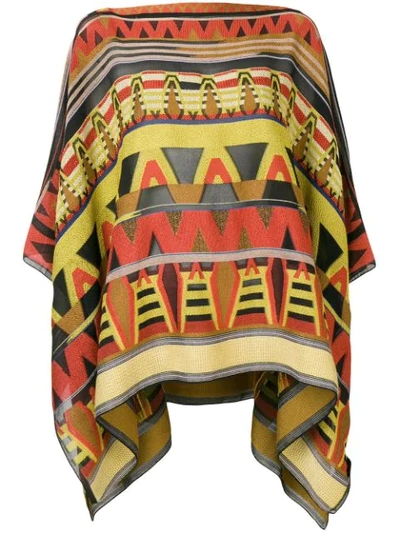 Shop Etro Patterned Poncho In Yellow