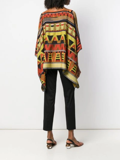 Shop Etro Patterned Poncho In Yellow