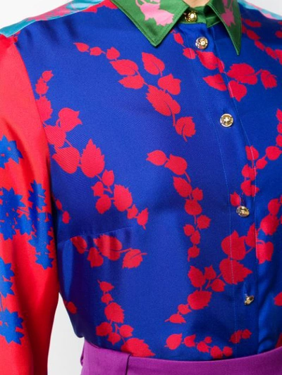 Shop Escada Floral Print Shirt In Blue