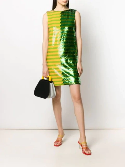 Shop Halpern Panelled Sequin Mini Dress In Green