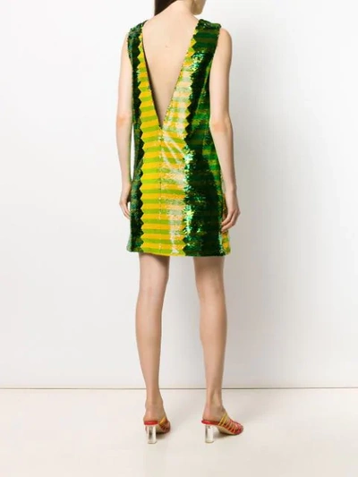 Shop Halpern Panelled Sequin Mini Dress In Green