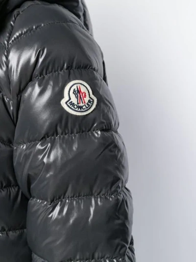 Shop Moncler Hooded Midi Puffer Jacket In Grey