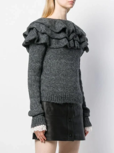 PHILOSOPHY DI LORENZO SERAFINI RUFFLE TRIM JUMPER - 灰色