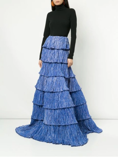 Shop Rosie Assoulin Tiered Ball Skirt - Blue