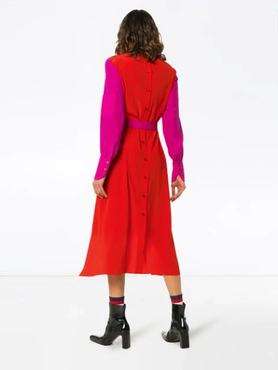 Shop Chloé Two Tone D Ring Silk Dress In Red