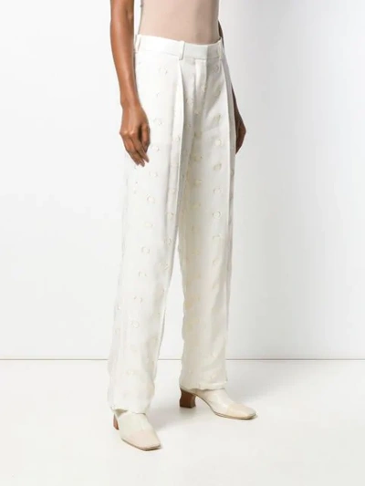 Shop Victoria Beckham Metallic Dots Straight Trousers In White