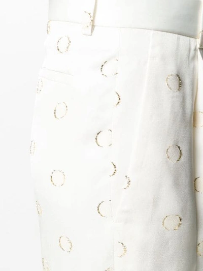 Shop Victoria Beckham Metallic Dots Straight Trousers In White