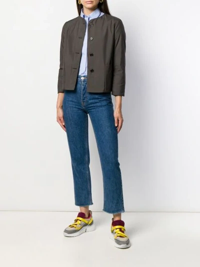 Shop Aspesi Cropped Button-up Jacket In Grey