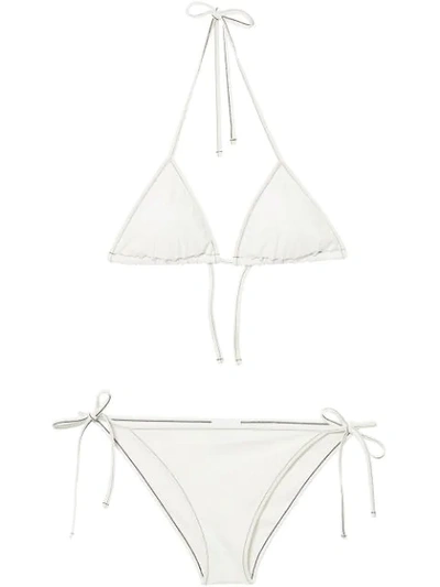 Shop Burberry Logo Detail Triangle Bikini In White