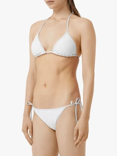 Shop Burberry Logo Detail Triangle Bikini In White