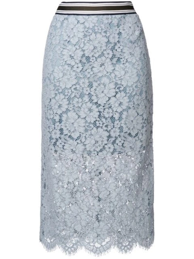 Shop Dorothee Schumacher Straight Lace Skirt In Blue