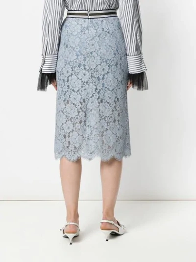 Shop Dorothee Schumacher Straight Lace Skirt In Blue