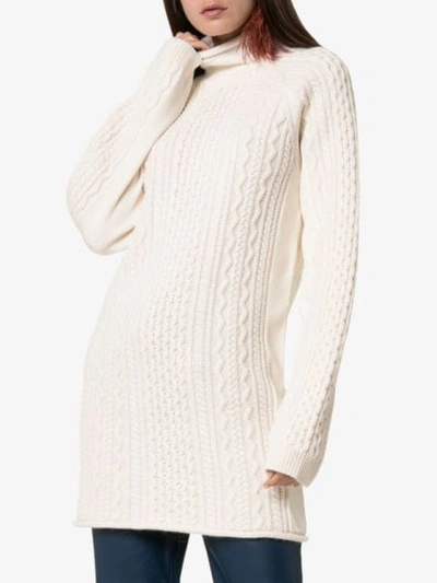 Shop Chloé Cable-knit Long-line Sweater In White