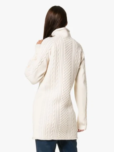 Shop Chloé Cable-knit Long-line Sweater In White