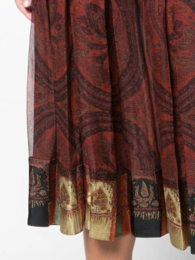 Shop Adam Lippes Pleated Paisley Print Skirt In Red