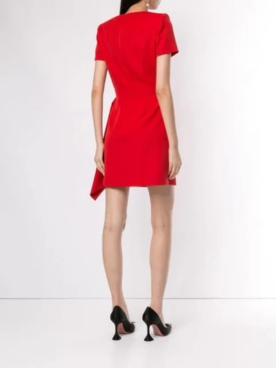 Shop Alexander Mcqueen Drape Detail Mini Dress In Red