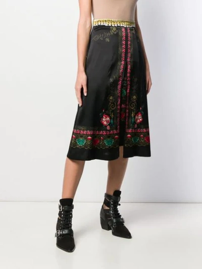 Shop Etro Floral Print Skirt In Black