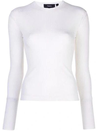 Shop Theory Long Sleeved Sweatshirt In White