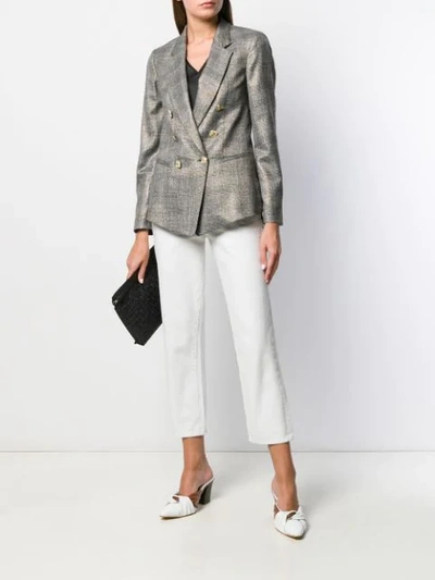 Blanca Checked Double-breasted Blazer In Grey