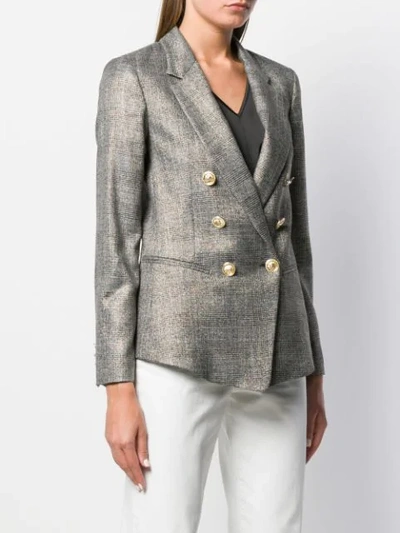 Blanca Checked Double-breasted Blazer In Grey