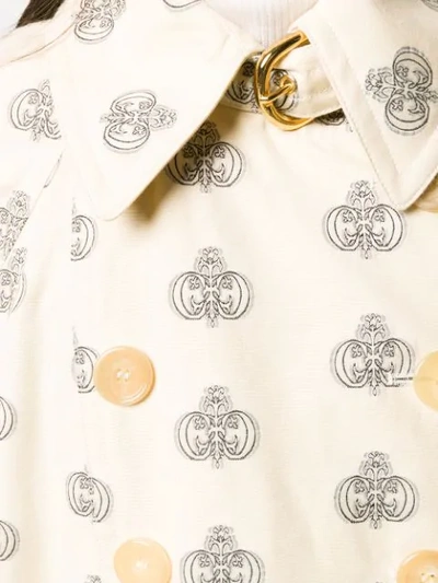 Shop Chloé Printed Emblem Trench Coat In Neutrals